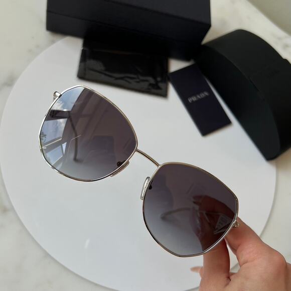 NEW Prada PR57YS Sunglasses in Silver Grey Gradient - Picture 8 of 11